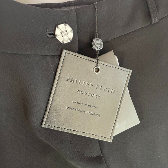 NWT Philipp Plein Couture Elegant Flair Dress Trousers Size 10 12 Black - Picture 15 of 16